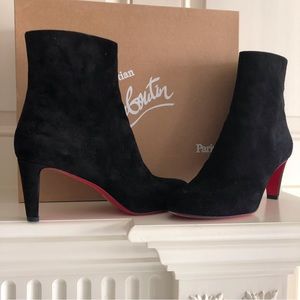 Christian Louboutin Black Suede Top 70 Booties Size 38.5